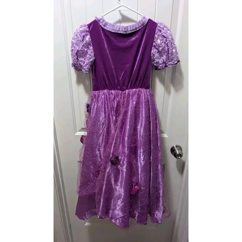 Rapunzel Halloween Costume Girls Size 8-10 Purple Princess Dress Butterfly's